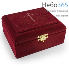  Шкатулка для хранения святынь, бархатная, бордовая, 15 х13 х 6,5 см, фото 1 