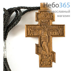  Крест нательный деревянный восьмиконечный, малый, с гайтаном, высотой 5 см, из груши, ручная резьба., фото 1 
