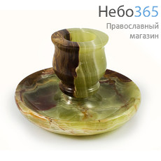  Подсвечник каменный из оникса с тарелкой, 40,х30 (100х80 мм), 480 г, 1210714, фото 1 