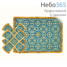  Покровцы голубые с золотом и воздух, парча в ассортименте, греческий галун, 14 х 14 см, фото 1 