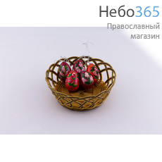  Яйцо пасхальное деревянное "Цветочное", подвесное, высотой 5 см (в уп.- 5 шт.), 21110, 1191, фото 1 
