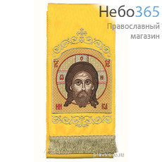  Закладка  для Евангелия "Спас Нерукотворный" вышивка, желтый габардин, размеры: 14 х 160 см, фото 1 