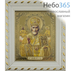  Икона в раме 13х15 см, полиграфия, конгревное золотое и серебряное тиснение, пластиковый багет, под стеклом (Су), фото 1 