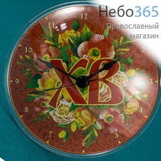  Часы - пасхальный сувенир настенные, с акриловым корпусом, на магните, с изображением цветов, диаметром 10 см, фото 1 