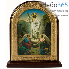  Икона на дереве (Мис) 11х13, Воскресение Христово, арочная, на подставке (Х83), фото 1 