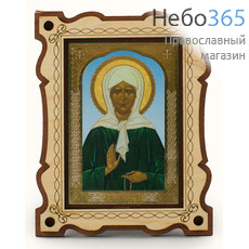  Матрона Московская, блаженная. Икона в раме (Мг) 9х11, полиграфия с золотым тиснением, деревянная рама, без стекла, на подставке, фото 1 