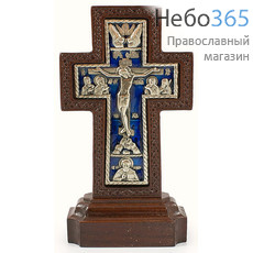  Крест деревянный 17131-1, с вклейкой из гальваники, с эмалью, на подставке, без украшений, малый, фото 1 
