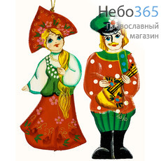  Сувенир рождественский деревянный, ёлочное украшение, большое, "Танец. Орнамент", с цветной росписью, высотой 11,5 - 12 см, 19011, фото 1 