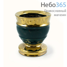  Лампада настольная керамическая Кубок. Одесса, средняя, резная, с эмалью и золотом, высотой 7,5 см, фото 1 