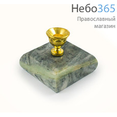  Подсвечник каменный из офиокальцита, церковный, 1 ярус, 40х40х40 мм, 1310513, фото 1 