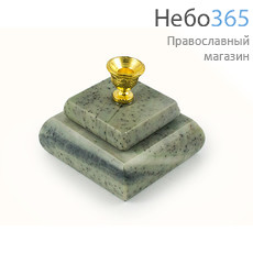  Подсвечник каменный из офиокальцита, церковный, 2 яруса, 45х45х45 мм, 1310510, фото 1 