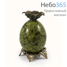  Подсвечник каменный из змеевика и бронзы Яйцо, пасхальный, 6 х 6 х 8 см, 245 г, 1310519та, фото 1 