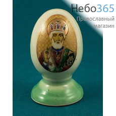  Яйцо пасхальное керамическое с деколью Икона, с напылением, на цельной ножке, в ассортименте, высотой 8 см (в уп.- 5 шт.), фото 1 