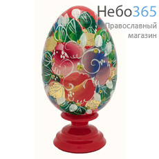  Яйцо пасхальное деревянное красное на ножке, высотой 9,2 см (в уп -5шт), фото 1 