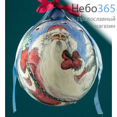  Сувенир рождественский деревянный, "Шар. Метелица" - елочная игрушка, с авторской ручной акриловой росписью, диаметром 10 см, в ассортименте, фото 1 