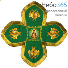  Покровцы зеленые с золотом и воздух, печать на габардине Святая Троица, 18 х 18 см (Б9, фото 4 