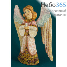 Ангел, фигура деревянная резная, с цветной росписью, высотой 32 см, фото 2 