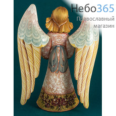  Ангел, фигура деревянная резная, с цветной росписью, высотой 32 см, фото 3 