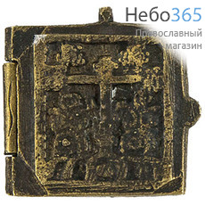  Складень литой (Ат) 6х3, Деисус и избранные святые (двойной), латунь, 18 век, фото 2 