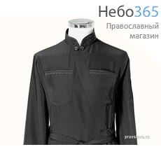  Подрясник греческий, размер 52/182 черный, ткань мокрый шелк, с вышивкой, фото 3 