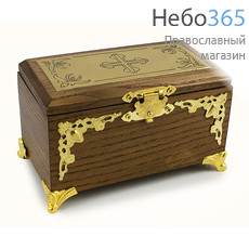  Ящик крестильный деревянный: 2 стекл. флакона, 2 стрючца, губка, складные ножницы, 6,5 х 11,5 х 8,5 см, 316-10, фото 7 