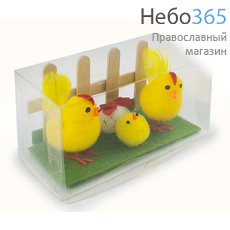  Сувенир пасхальный набор Композиция. Цыплята, синтетические (цена за набор из 6 композиций), фото 4 