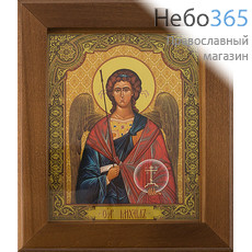  Икона в раме (Кз) 12х15 (в раме 16,5х19,5), прямая печать на поталь, под стеклом Архангел Михаил, фото 1 