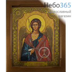  Икона в раме (Кз) 19х24 (в раме 24х29), прямая печать на поталь, под стеклом Архангел Михаил, фото 1 