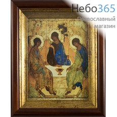 Икона в киоте 17х20,5, холст, деревянный багет Святая Троица, копия иконы прп. Андрея Рублева, фото 1 