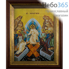  Икона в киоте 17х20,5, холст, деревянный багет Воскресение Христово, фото 1 