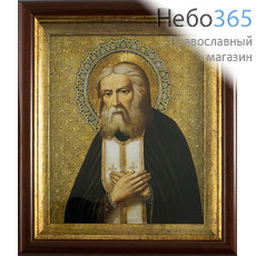  Икона в киоте 23х26,5, холст, деревянный багет Серафим Саровский, преподобный, фото 1 