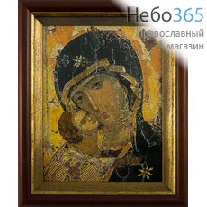  Икона в киоте 23х26,5, холст, деревянный багет икона Божией Матери Владимирская, фото 1 