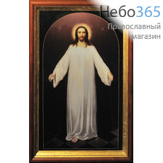  Икона в киоте 44х65 , холст, деревянный багет Господь Вседержитель (Спас в белом хитоне), фото 1 