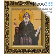  Икона в раме 14х15, багет деревянный, под стеклом, ИМЕННЫЕ Елеазар Анзерский, преподобный, фото 1 