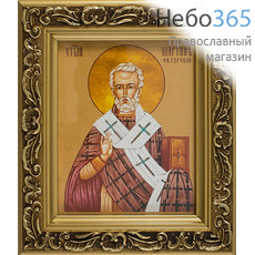  Икона в раме 14х15, багет деревянный, под стеклом, ИМЕННЫЕ Мартин Туровский, преподобный, фото 1 