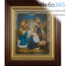  Икона в киоте 11х13, Рождество Христово, багет, прямой киот (х274) Рождество Христово (на синем фоне), фото 1 