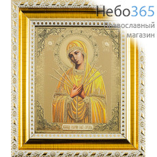  Икона в раме 9х11,полиграфия, конгревное золотое и серебряное тиснение, пластиковый багет, под стеклом Божией Матери икона Умягчение злых сердец, фото 1 