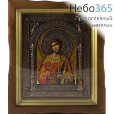  Икона в раме (Кз) 21х25 (в раме 31х35), прямая печать на поталь, киот-гальванопластика, под стеклом Ангел Хранитель, фото 1 