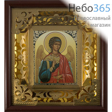  Икона в киоте 11х13, с киотом 22х24, внутренняя ажурная рама из тонкого металла Ангел Хранитель, фото 1 