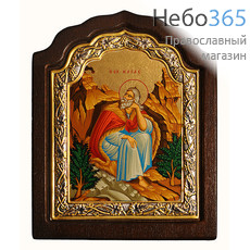 Икона на дереве C-11 11х16, шелкография, серебрение, на деревянной фигурной основе Илия, пророк, фото 1 