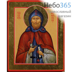  Икона на дереве 15х18, цветная печать, ручная доработка Александр Невский, благоверный князь, фото 1 