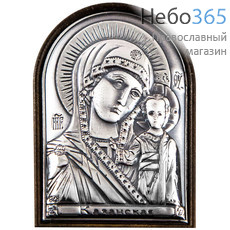  Икона в ризе 4х6, посеребрение, арочная Божией Матери Казанская, фото 1 