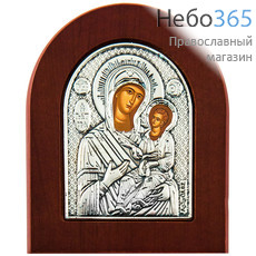  Икона в ризе 7х8, на дереве, посеребрение, арочная икона Божией Матери Одигитрия, фото 1 