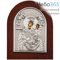  Икона 9х12 см, на деревянной основе, в посеребренной ризе, арочная, с подставкой (Нпл) икона Божией Матери Скоропослушница, фото 1 