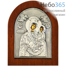  Икона в ризе 15,5х19, на дереве, посеребрение, арочная, на подставке икона Божией Матери Скоропослушница, фото 1 