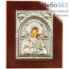  Икона в ризе 11х13, на дереве, посеребрение икона Божией Матери Страстная, фото 1 