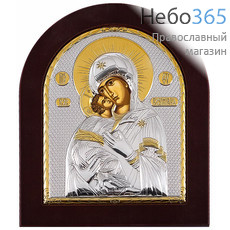  Икона в ризе (Ж) EK4-ХАG 15х19, позолота, шелкография, на деревянной основе Божией Матери Владимирская (007), фото 1 