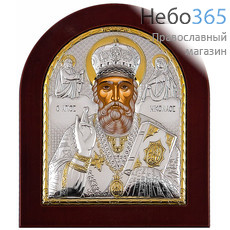  Икона в ризе EK4-ХАG 15х19, позолота, шелкография, на деревянной основе Николай Чудотворец, святитель, фото 1 