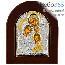  Икона в ризе (Ж) EK2-ХАG 8х10, шелкография, посеребрение, позолота, на деревянной основе Святое Семейство, фото 1 