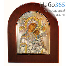  Икона в ризе (Ж) EK2-ХАG 8х10, шелкография, посеребрение, позолота, на деревянной основе Божией Матери Страстная (008), фото 1 